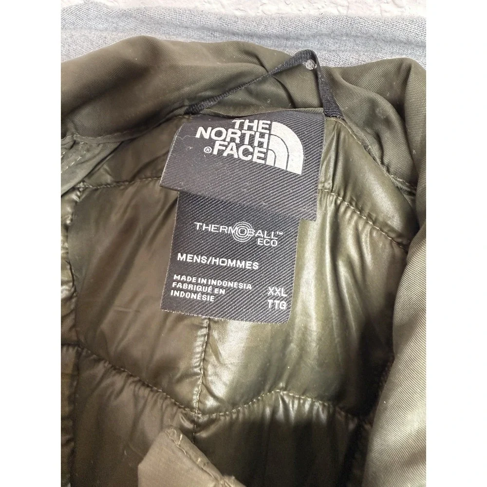 North Face ThermoBall Eco Jacket Men's Large Olive Green Puffer Full Zip Light